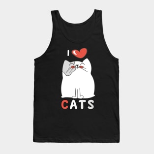 I Love Cats Big Red Heart Kitty Lover Tank Top